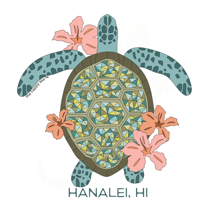 WHOLESALE ONLY - Custom 4" Hibiscus Turtle Sticker