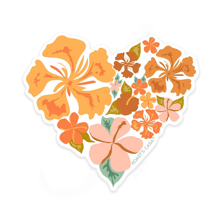3.5" Hibiscus Heart Vinyl Sticker