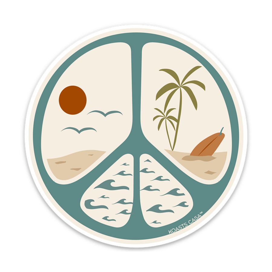 3.5" Beach Peace Vinyl Sticker