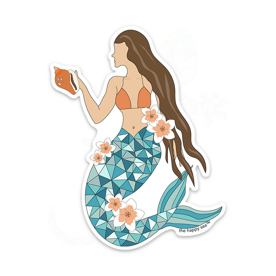 4" Hibiscus Mermaid Vinyl Sticker