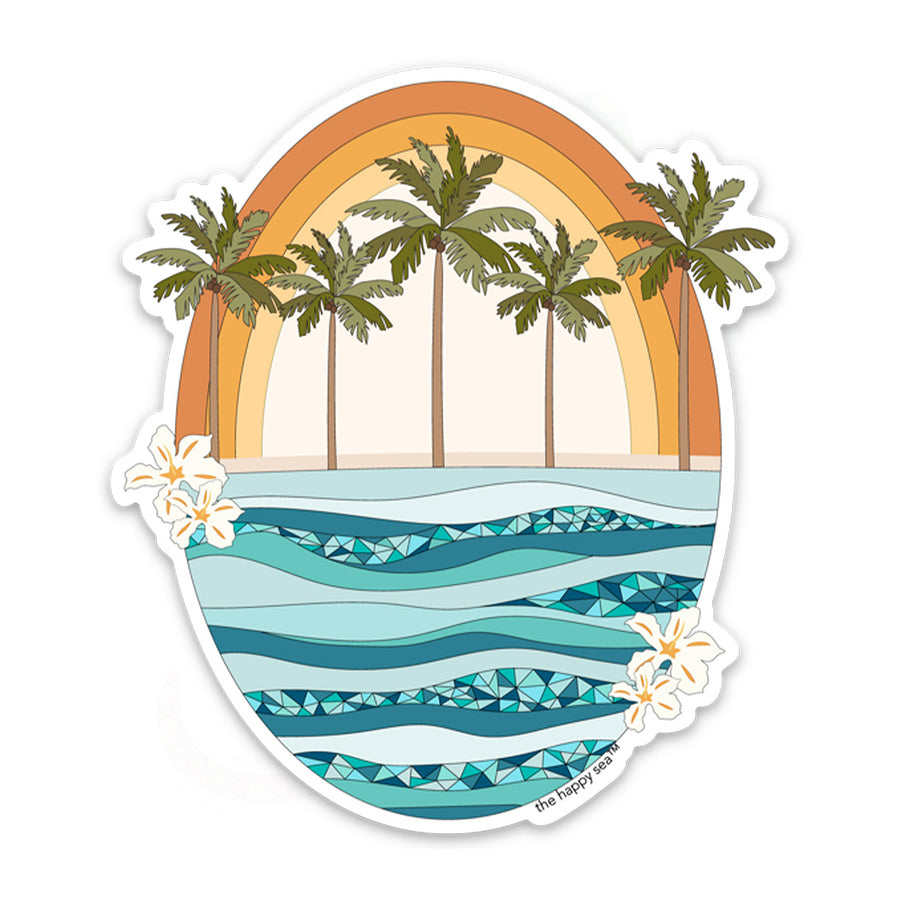 3.5" Retro Rainbow Vinyl Sticker