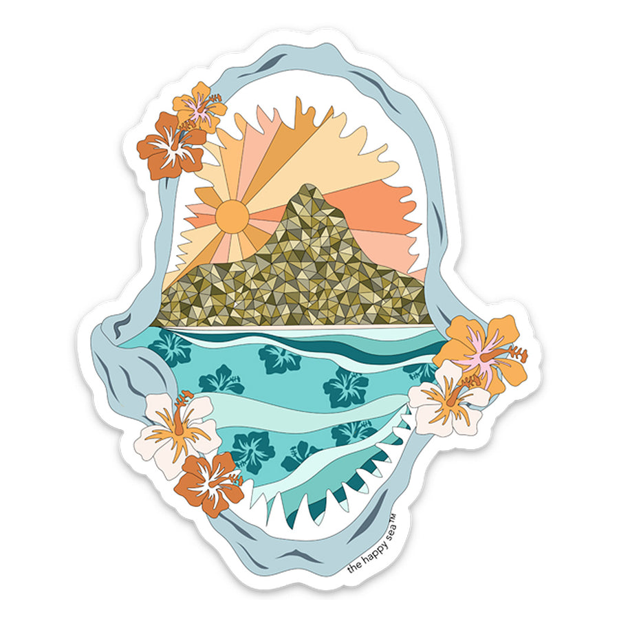 4" Tropical Shark Jaw Vinyl Sticker