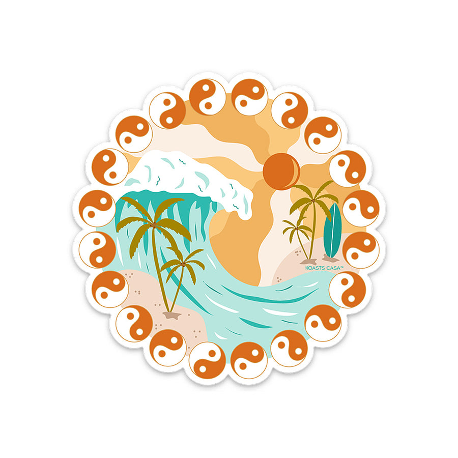 3.5" Yin Yang Wave Vinyl Sticker